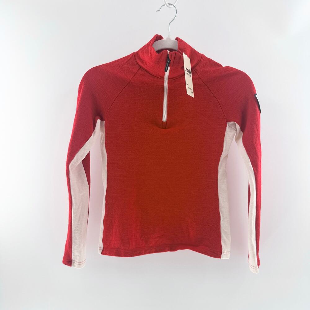We Norwegians Long Sleeve Quarter Zip Mock Neck Ski Top Red White Women's XS